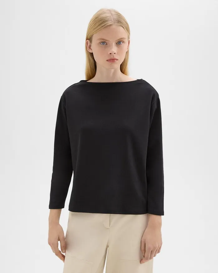 Theory TShirts Boat Neck Tee In Cotton Jersey Black 8211 Women