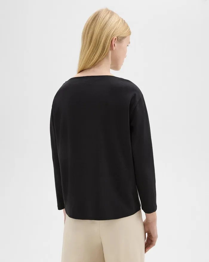 Theory TShirts Boat Neck Tee In Cotton Jersey Black 8211 Women
