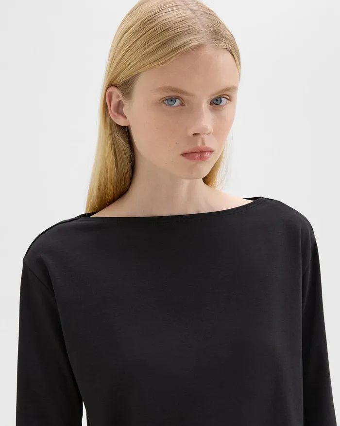 Theory TShirts Boat Neck Tee In Cotton Jersey Black 8211 Women