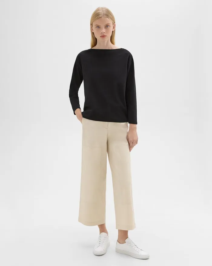 Theory TShirts Boat Neck Tee In Cotton Jersey Black 8211 Women