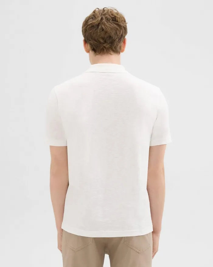 Theory Tshirts Polos Bron Polo Shirt In Cosmos Slub Cotton White 8211 Men
