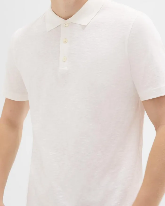 Theory Tshirts Polos Bron Polo Shirt In Cosmos Slub Cotton White 8211 Men