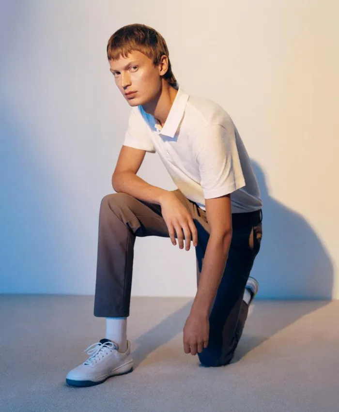 Theory Tshirts Polos Bron Polo Shirt In Cosmos Slub Cotton White 8211 Men