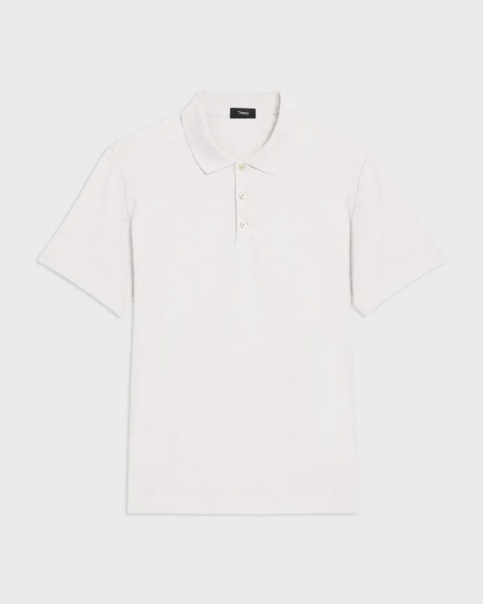 Theory Tshirts Polos Bron Polo Shirt In Cosmos Slub Cotton White 8211 Men
