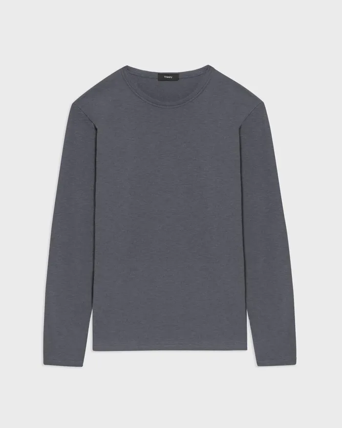 Theory Tshirts Polos Essential LongSleeve Tee In Anemone Modal Jersey Pestle Melange 8211 Men