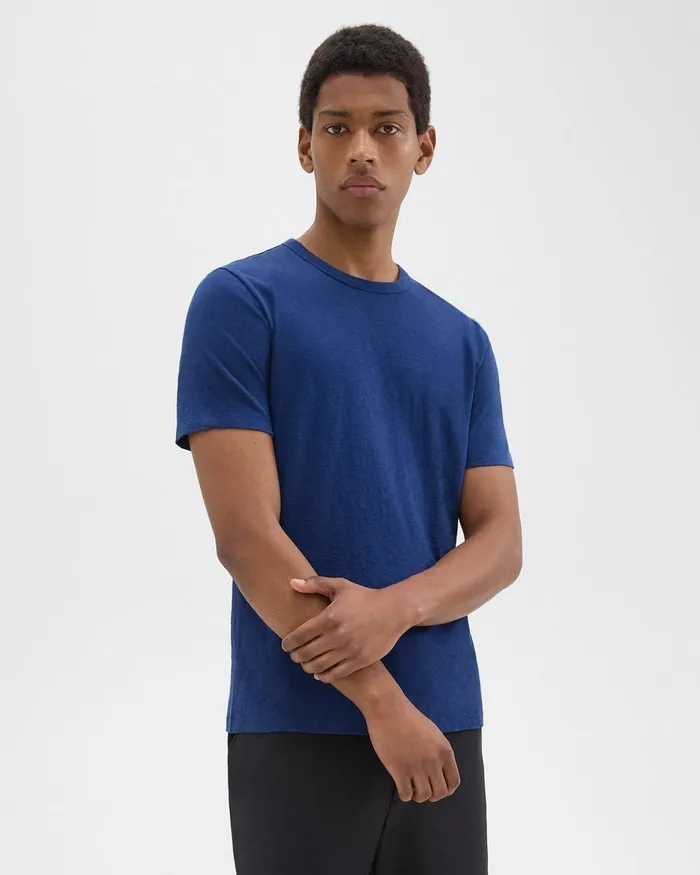 Theory Tshirts Polos Essential Tee In Cosmos Slub Cotton Ocean 8211 Men