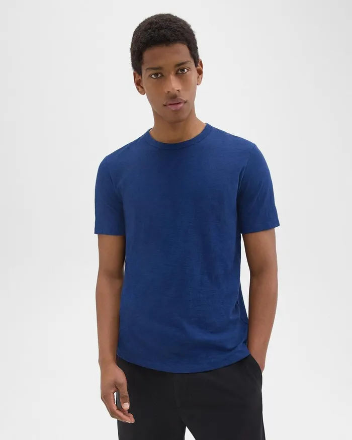 Theory Tshirts Polos Essential Tee In Cosmos Slub Cotton Ocean 8211 Men