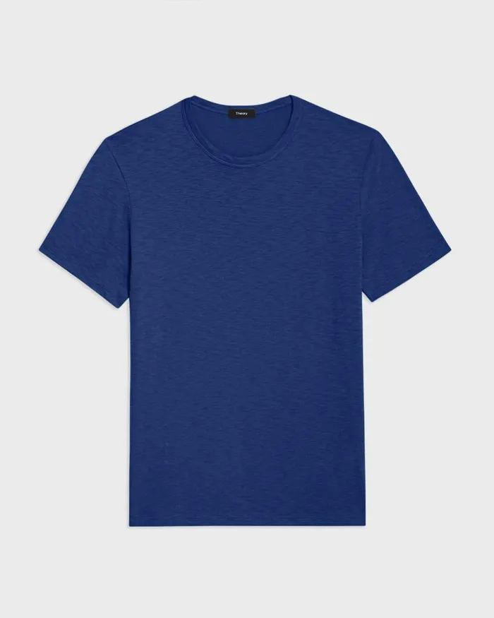 Theory Tshirts Polos Essential Tee In Cosmos Slub Cotton Ocean 8211 Men