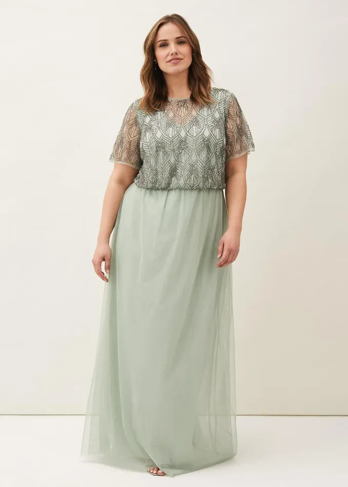 Tomasi Beaded Tulle Maxi Dress Mint Women Phase Eight Dresses