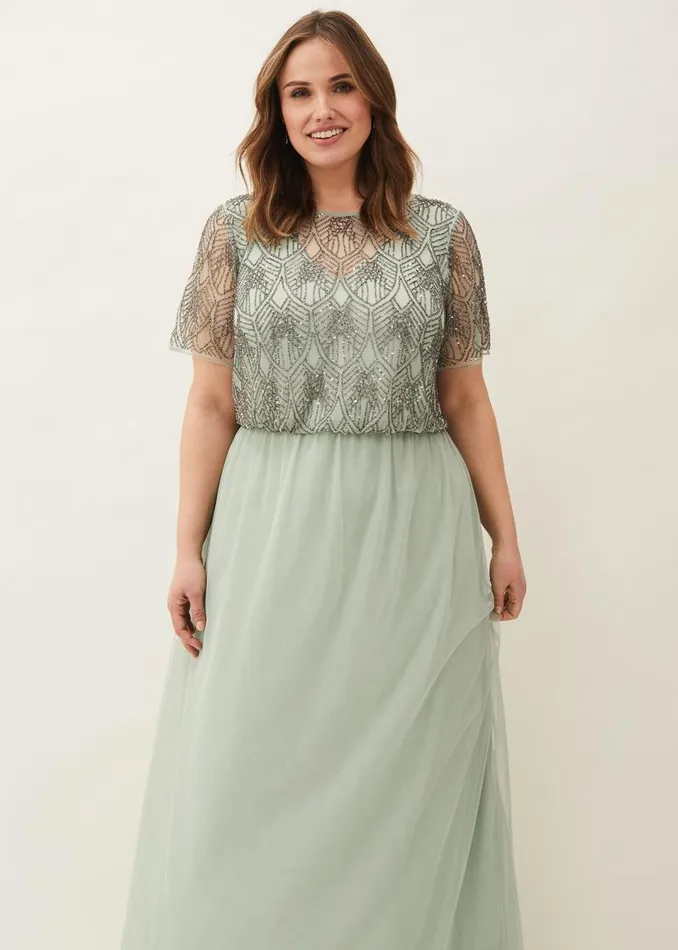 Tomasi Beaded Tulle Maxi Dress Mint Women Phase Eight Dresses