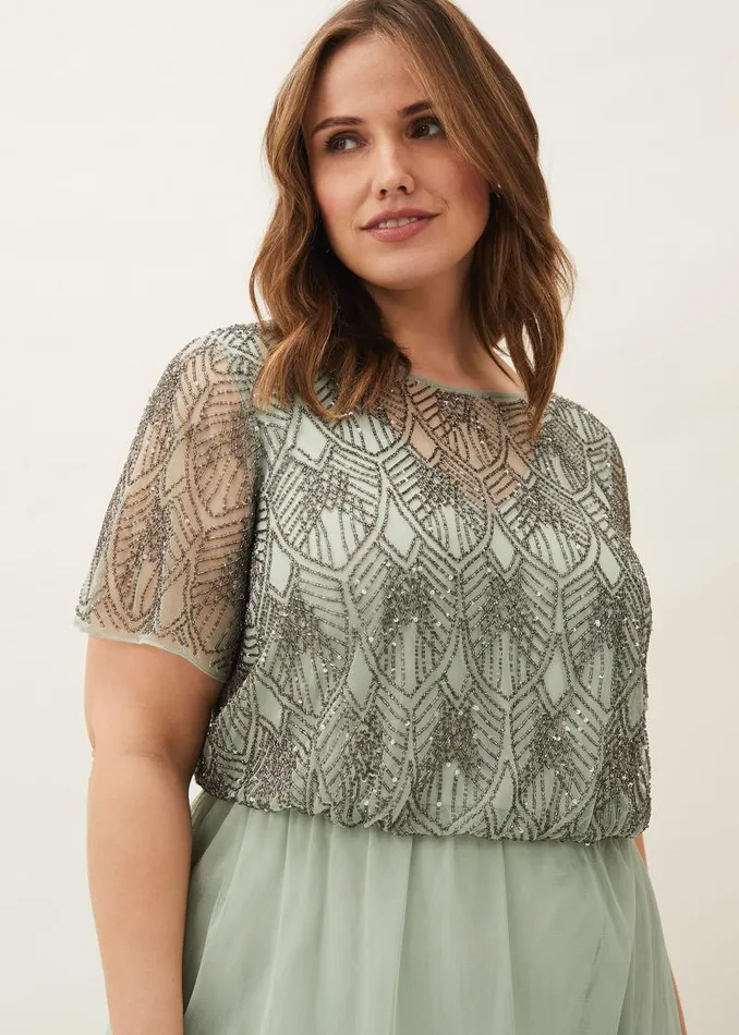 Tomasi Beaded Tulle Maxi Dress Mint Women Phase Eight Dresses