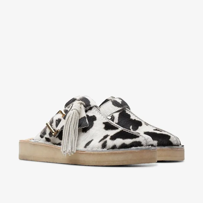 Trek Mule Cow Print HairOn Women Clarks Clogs and Mules