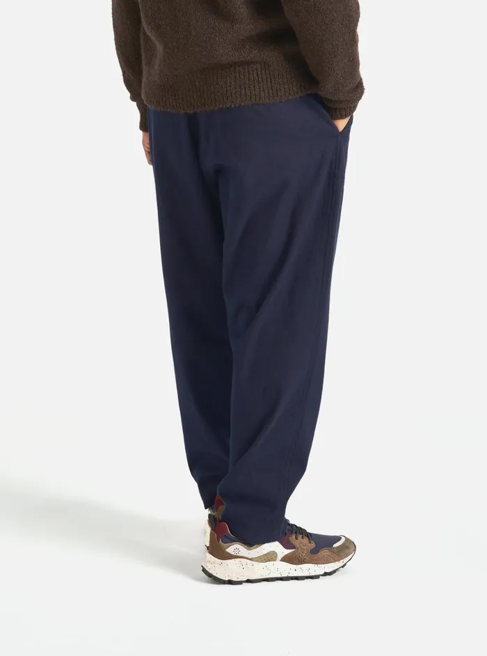 Trousers Men Universal Works Universal Works Pleated Track Pant In Navy Brushed Moleskin