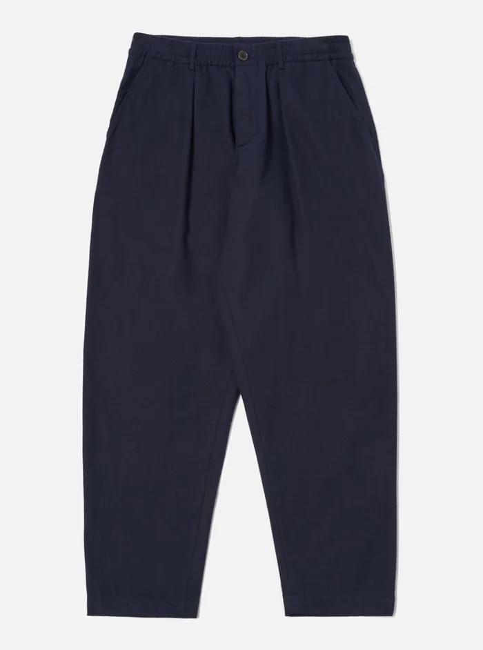 Trousers Men Universal Works Universal Works Pleated Track Pant In Navy Brushed Moleskin