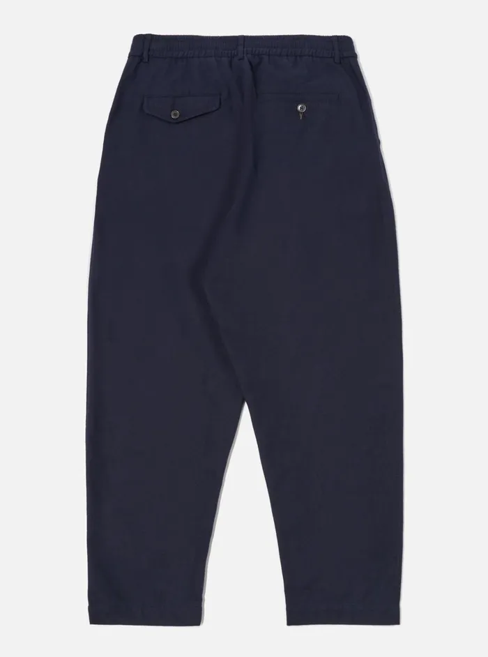 Trousers Men Universal Works Universal Works Pleated Track Pant In Navy Brushed Moleskin