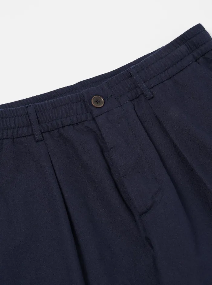 Trousers Men Universal Works Universal Works Pleated Track Pant In Navy Brushed Moleskin