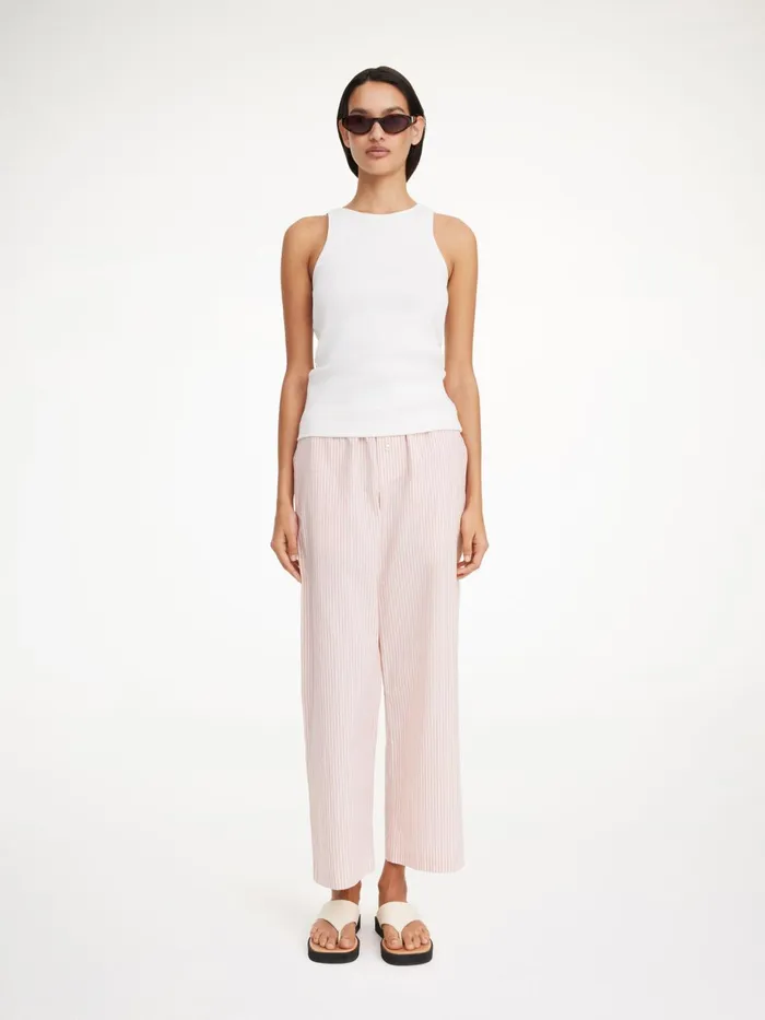 Trousers Women By Malene Birger Helsy Organic Cotton Trousers Skinny Stripe Diva