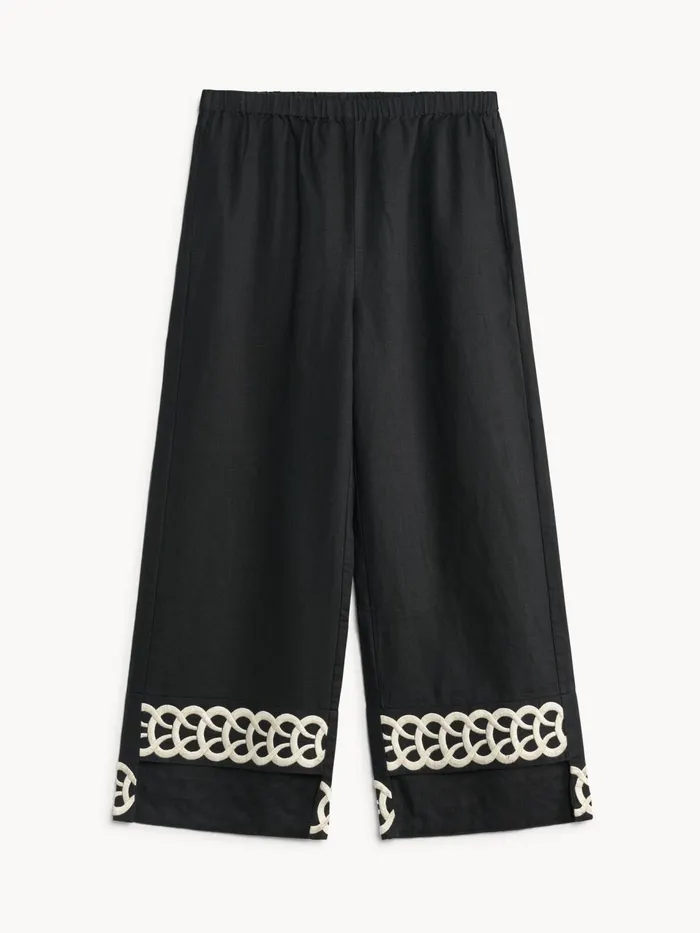 Trousers Women By Malene Birger Mirabellos Linen Trousers Black