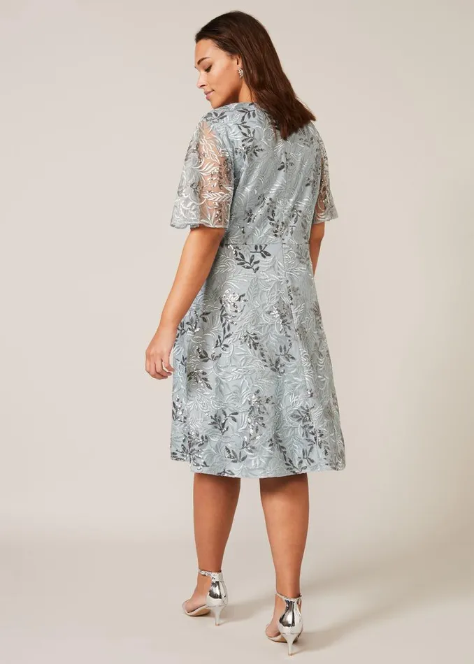 Trudy Embriodered Dress Blue Women Phase Eight Dresses