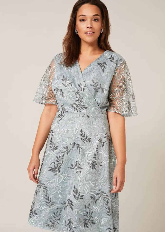 Trudy Embriodered Dress Blue Women Phase Eight Dresses