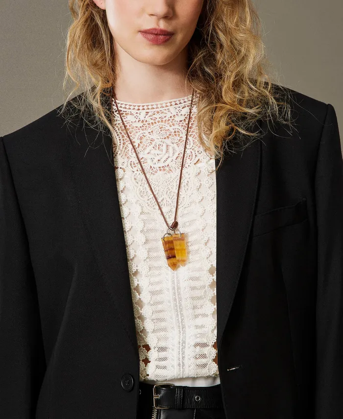 Twinset Adjustable Necklace With Pendant Stones Ochre Yellow Women Jewellery