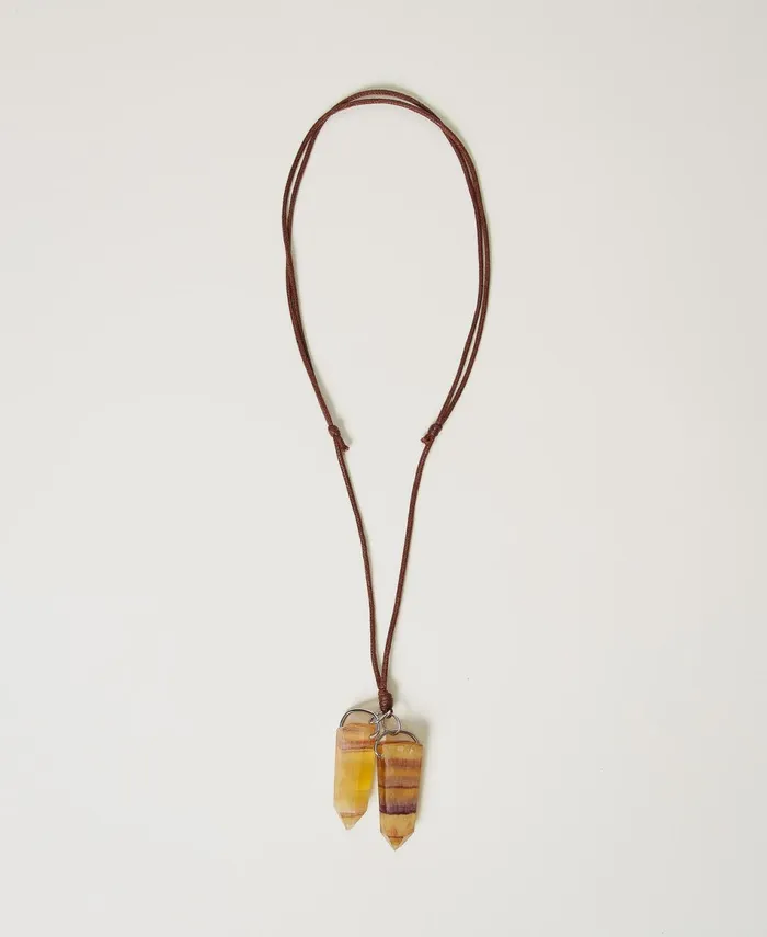 Twinset Adjustable Necklace With Pendant Stones Ochre Yellow Women Jewellery Twinset Adjustable Necklace With Pendant Stones Ochre Yellow Women Jewellery