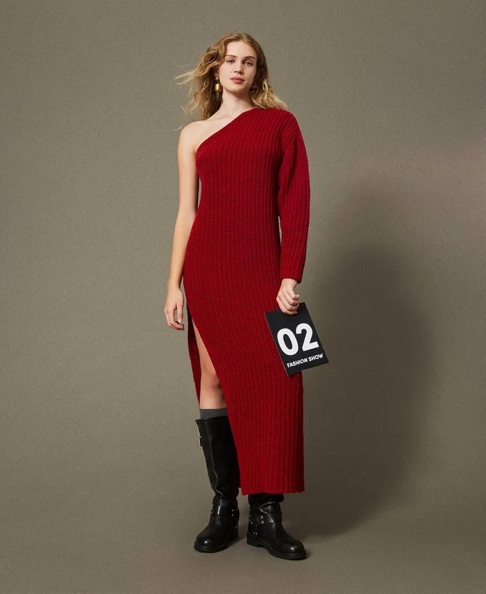 Twinset Alice039 Long Knit Dress Venetian Red Women Dresses