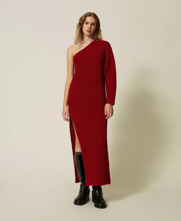 Twinset Alice039 Long Knit Dress Venetian Red Women Dresses Twinset Alice039 Long Knit Dress Venetian Red Women Dresses