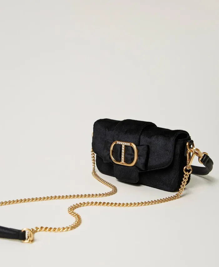 Twinset Amie039 Small Embroidered Velvet Shoulder Bag Black Women Shoulder Bags Twinset Amie039 Small Embroidered Velvet Shoulder Bag Black Women Shoulder Bags