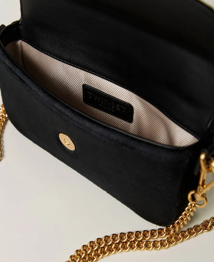 Twinset Amie039 Small Embroidered Velvet Shoulder Bag Black Women Shoulder Bags Twinset Amie039 Small Embroidered Velvet Shoulder Bag Black Women Shoulder Bags