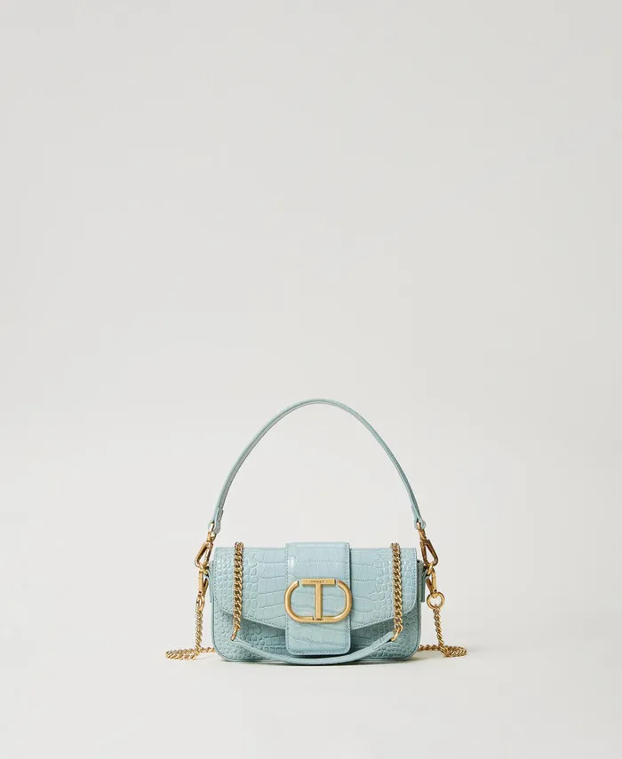 Twinset Amie Small Croc Print Shoulder Bag Gainsboro Gray Women Mini Bags