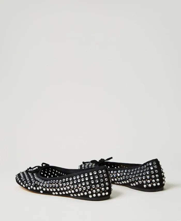 Twinset Ballet Flats With AllOver Rhinestones Black Women Ballet Flats And Loafers Twinset Ballet Flats With AllOver Rhinestones Black Women Ballet Flats And Loafers