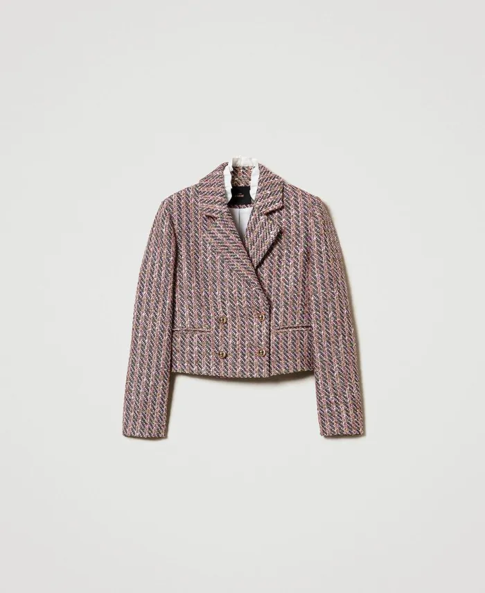 Twinset Boucl And Lurex Blazer Pink Tulle Boucl Women Jackets And Outerwear