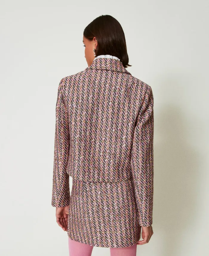 Twinset Boucl And Lurex Blazer Pink Tulle Boucl Women Jackets And Outerwear