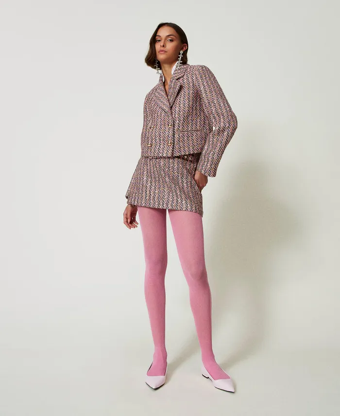 Twinset Boucl And Lurex Blazer Pink Tulle Boucl Women Jackets And Outerwear