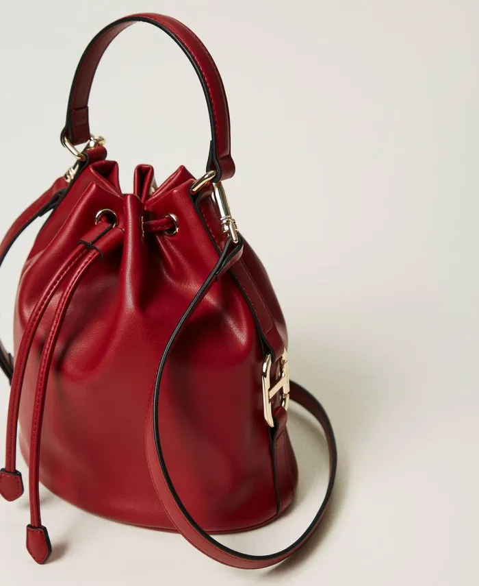 Twinset Bucket Bag With Oval T Buckle Pompeiian Red Women Handbags Twinset Bucket Bag With Oval T Buckle Pompeiian Red Women Handbags