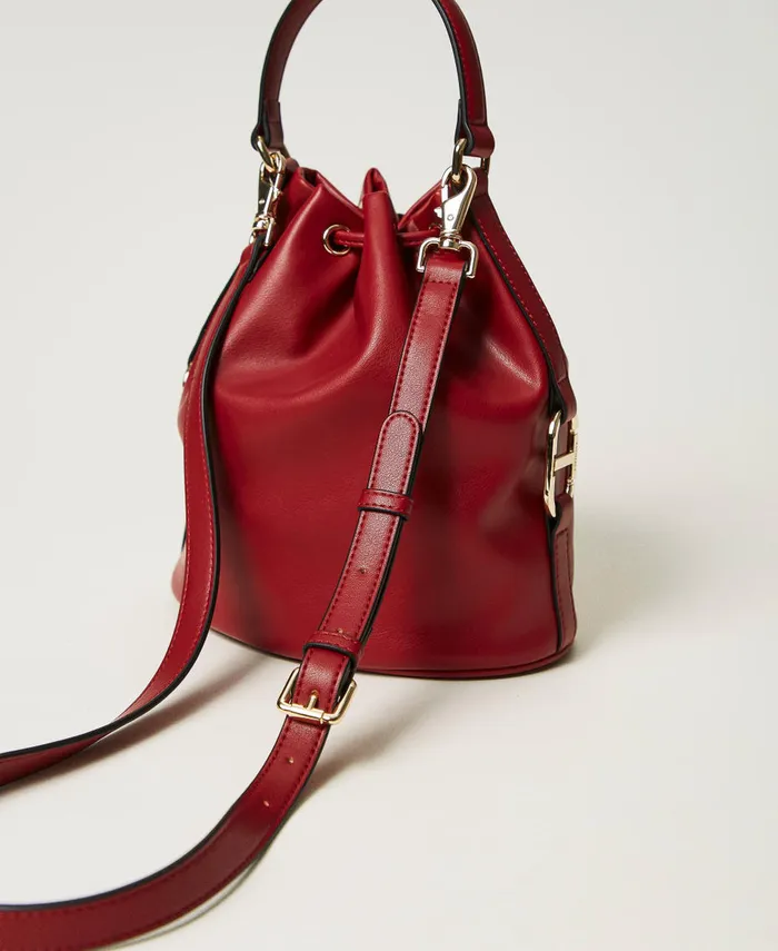 Twinset Bucket Bag With Oval T Buckle Pompeiian Red Women Handbags Twinset Bucket Bag With Oval T Buckle Pompeiian Red Women Handbags