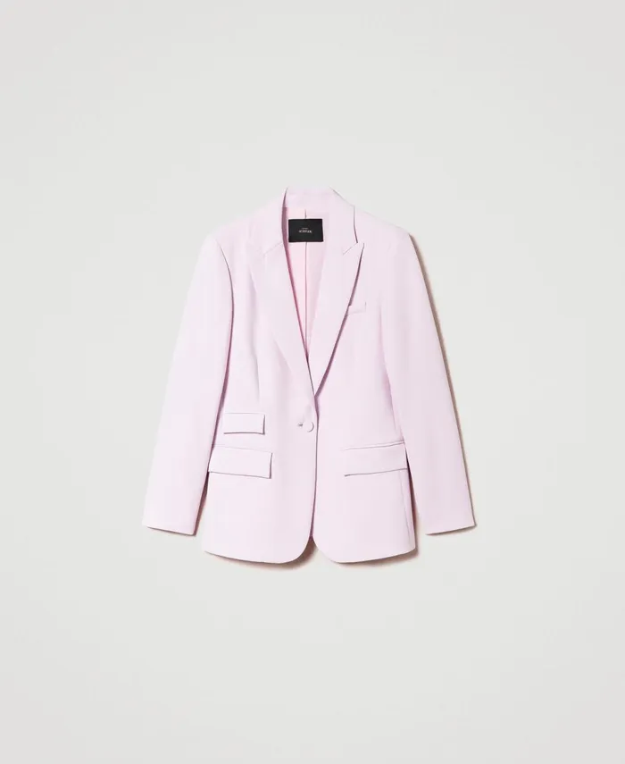 Twinset Cady Crpe Blazer Pink Tulle Women Jackets And Outerwear Twinset Cady Crpe Blazer Pink Tulle Women Jackets And Outerwear