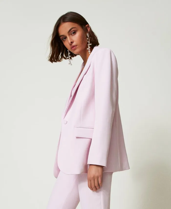 Twinset Cady Crpe Blazer Pink Tulle Women Jackets And Outerwear Twinset Cady Crpe Blazer Pink Tulle Women Jackets And Outerwear