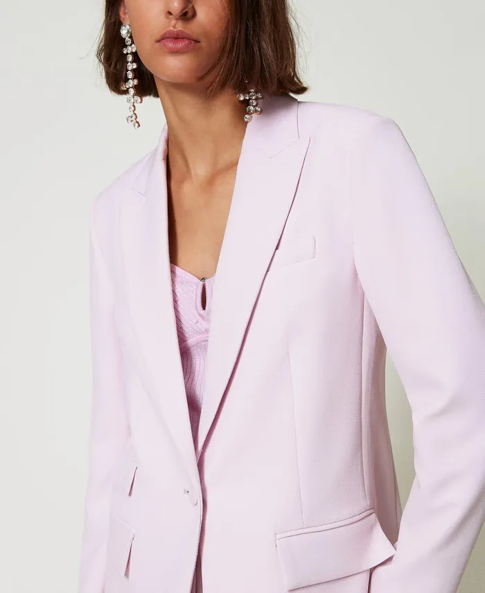 Twinset Cady Crpe Blazer Pink Tulle Women Jackets And Outerwear Twinset Cady Crpe Blazer Pink Tulle Women Jackets And Outerwear