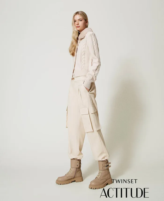 Twinset Cargo Trousers With Asymmetric Pockets Pink Cloud Pink Women Trousers