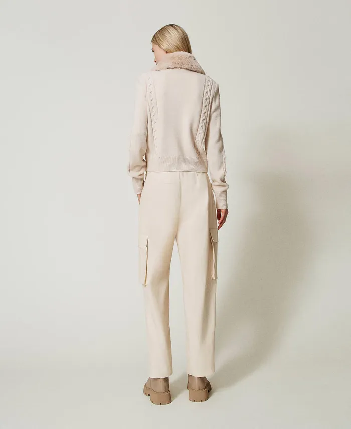 Twinset Cargo Trousers With Asymmetric Pockets Pink Cloud Pink Women Trousers Twinset Cargo Trousers With Asymmetric Pockets Pink Cloud Pink Women Trousers