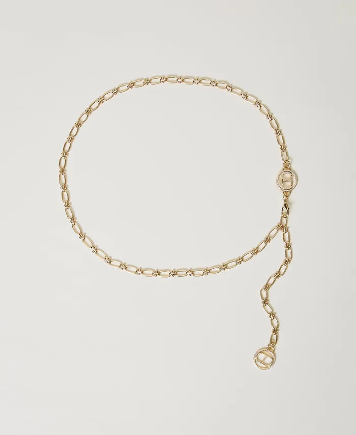 Twinset Chain Belt With Oval T New Gold Women Belts