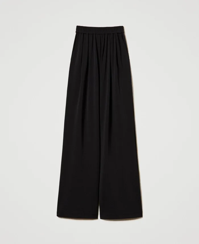 Twinset Crpe Jersey Palazzo Trousers Black Women Trousers Twinset Crpe Jersey Palazzo Trousers Black Women Trousers
