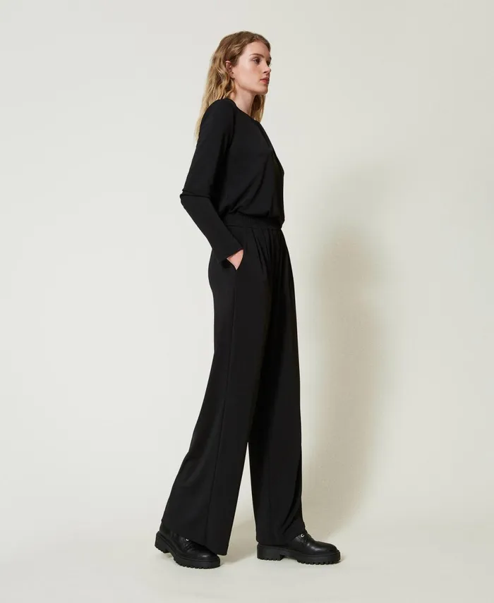 Twinset Crpe Jersey Palazzo Trousers Black Women Trousers Twinset Crpe Jersey Palazzo Trousers Black Women Trousers
