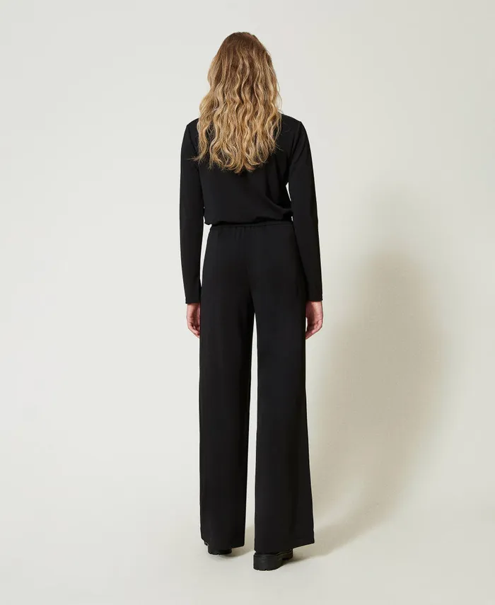 Twinset Crpe Jersey Palazzo Trousers Black Women Trousers Twinset Crpe Jersey Palazzo Trousers Black Women Trousers