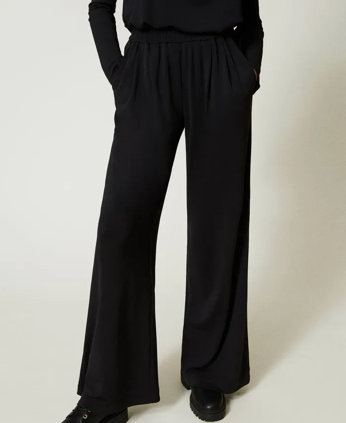 Twinset Crpe Jersey Palazzo Trousers Black Women Trousers Twinset Crpe Jersey Palazzo Trousers Black Women Trousers