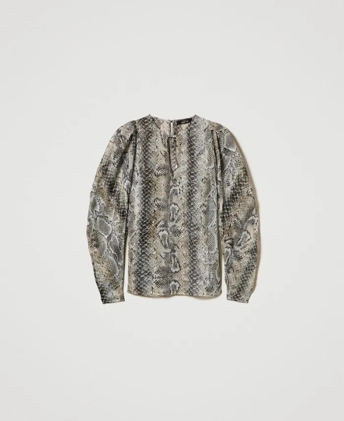 Twinset Creponne Blouse With Snake Print Soft Snake Print Women Blouses And Shirts Twinset Creponne Blouse With Snake Print Soft Snake Print Women Blouses And Shirts