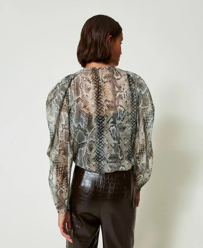 Twinset Creponne Blouse With Snake Print Soft Snake Print Women Blouses And Shirts Twinset Creponne Blouse With Snake Print Soft Snake Print Women Blouses And Shirts