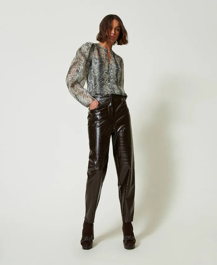 Twinset Creponne Blouse With Snake Print Soft Snake Print Women Blouses And Shirts Twinset Creponne Blouse With Snake Print Soft Snake Print Women Blouses And Shirts